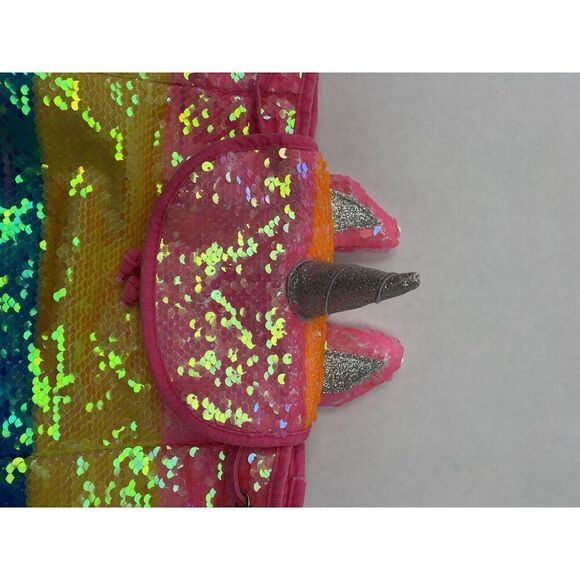 Justice Rainbow Unicorn Flip Sequin Mini Backpack Rucksack Horn Ears 12X8X4 - Picture 11 of 11